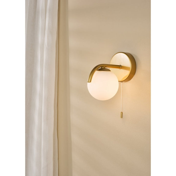 Dar ORL0735 Orlena Wall Light Satin Gold and Opal Glass
