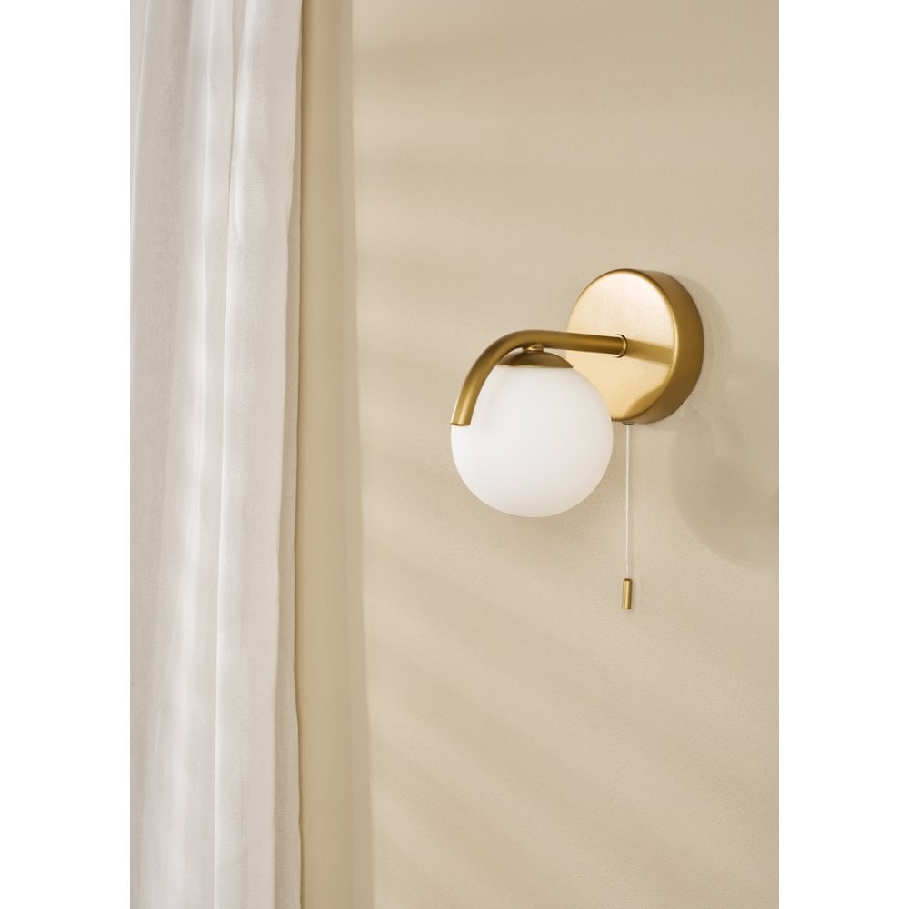 Dar ORL0735 Orlena Wall Light Satin Gold and Opal Glass