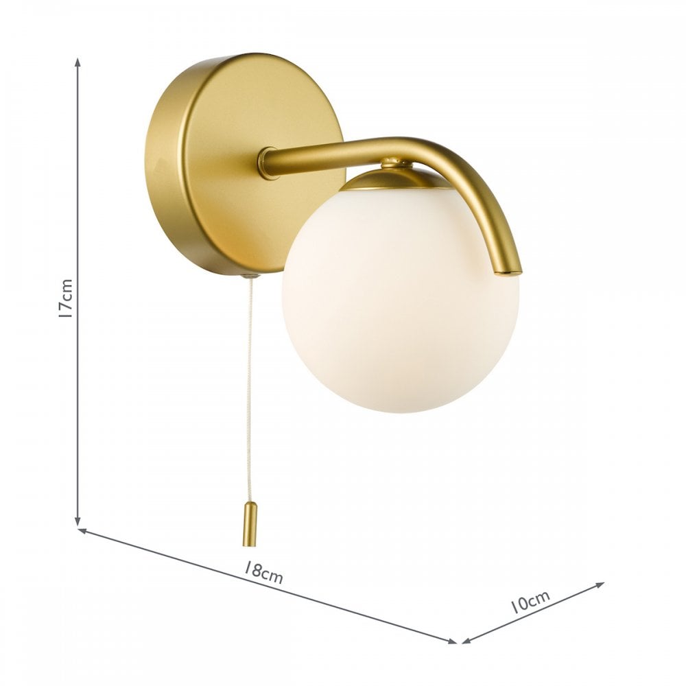 Dar ORL0735 Orlena Wall Light Satin Gold and Opal Glass