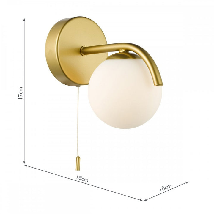 Dar ORL0735 Orlena Wall Light Satin Gold and Opal Glass
