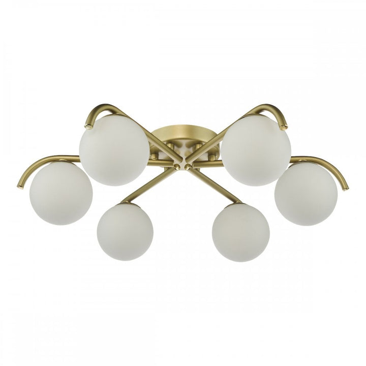 Dar ORL6435 Orlena 6 Light Flush Satin Gold and Opal Glass
