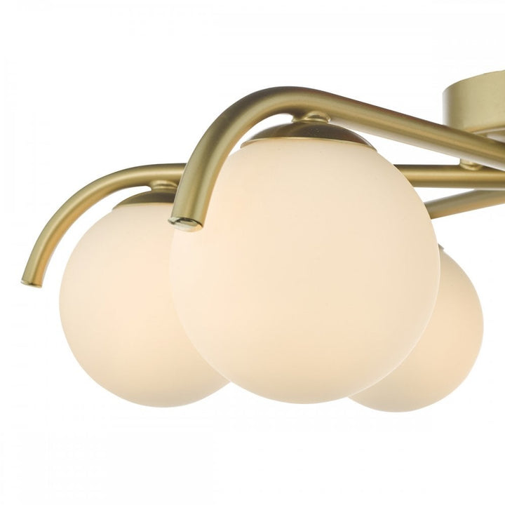 Dar ORL6435 Orlena 6 Light Flush Satin Gold and Opal Glass