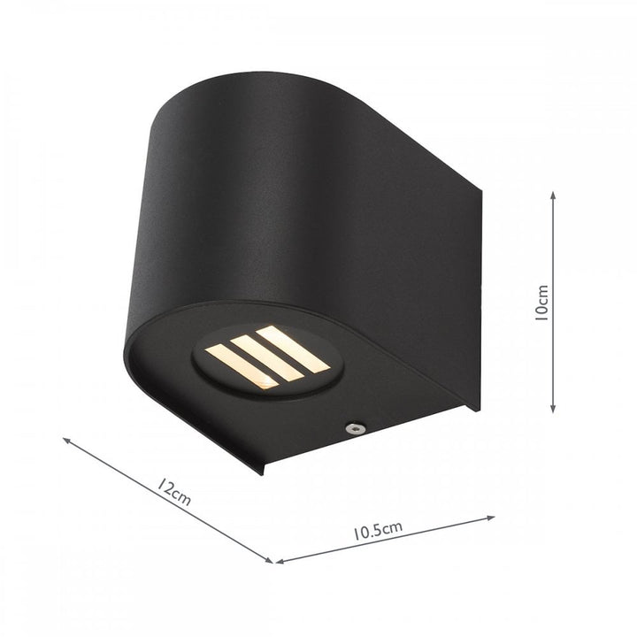 Dar ORV3222 Orville 2 Light Outdoor Wall Light Matt Black LED IP44