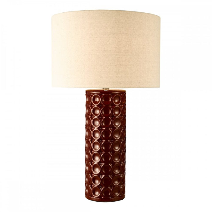 Dar RAJ4225 Raja Table Lamp Red and Antique Bronze With Shade
