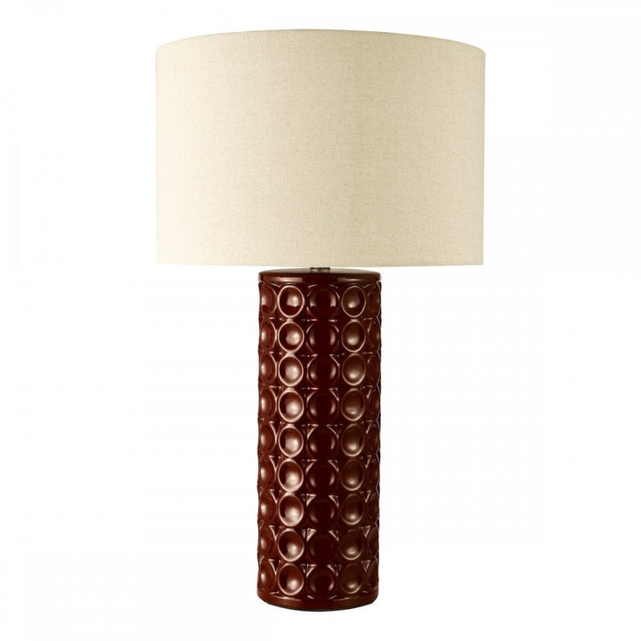 Dar RAJ4225 Raja Table Lamp Red and Antique Bronze With Shade