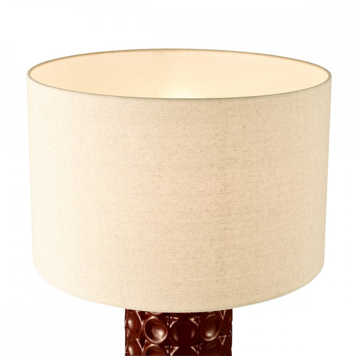 Dar RAJ4225 Raja Table Lamp Red and Antique Bronze With Shade