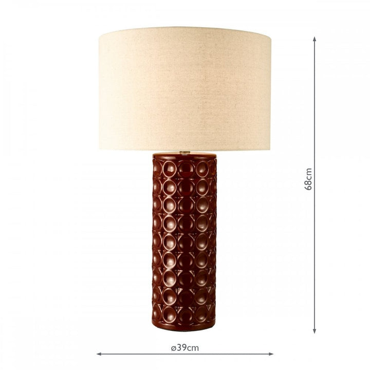 Dar RAJ4225 Raja Table Lamp Red and Antique Bronze With Shade
