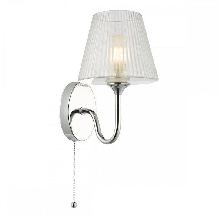 Dar RIM0750 Rimaz Bathroom Wall Light Polished Chrome and Ribbed Glass IP44