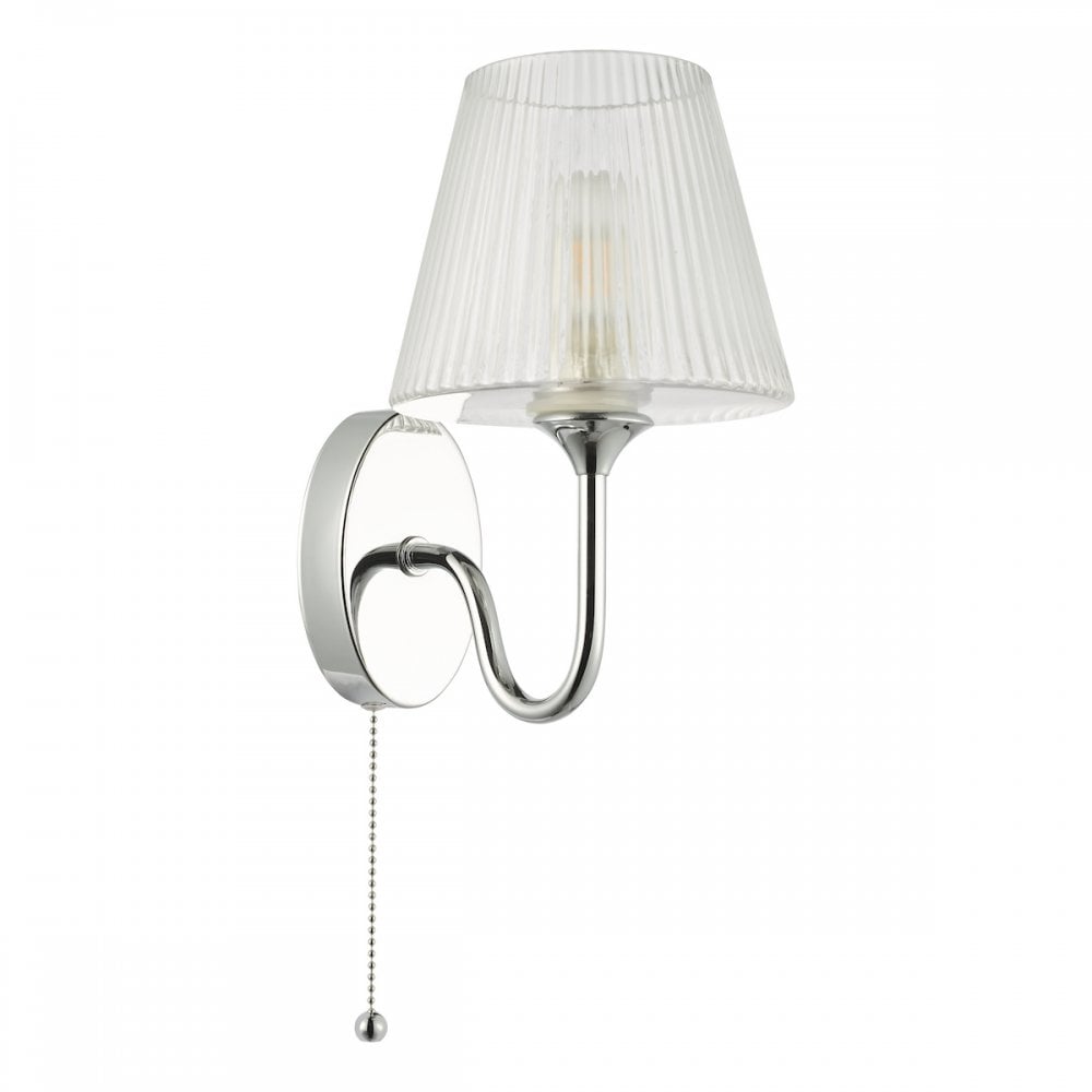 Dar RIM0750 Rimaz Bathroom Wall Light Polished Chrome and Ribbed Glass IP44