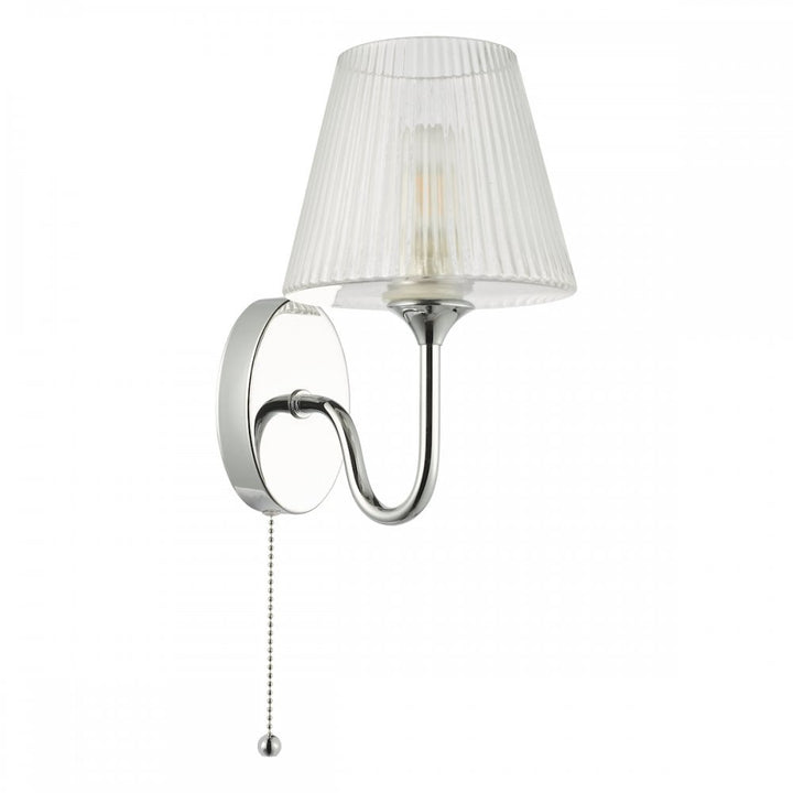Dar RIM0750 Rimaz Bathroom Wall Light Polished Chrome and Ribbed Glass IP44
