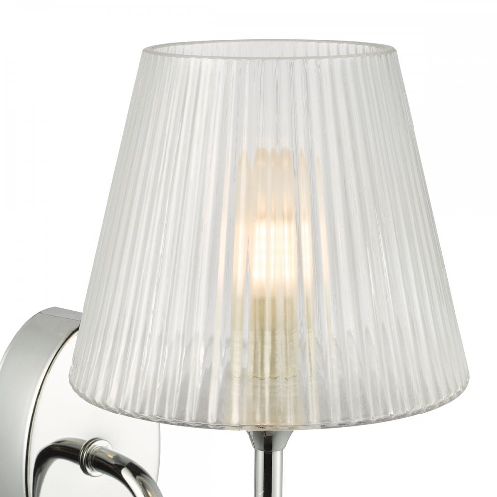 Dar RIM0750 Rimaz Bathroom Wall Light Polished Chrome and Ribbed Glass IP44