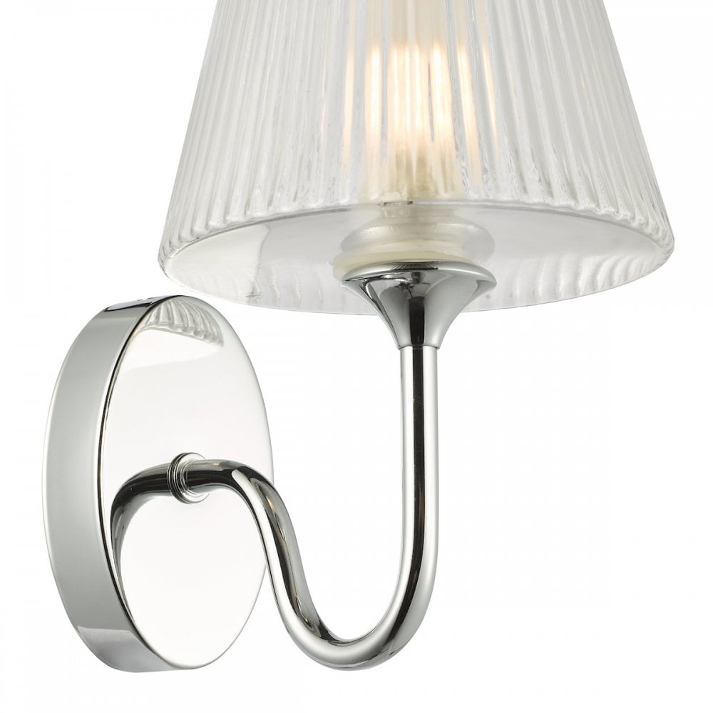 Dar RIM0750 Rimaz Bathroom Wall Light Polished Chrome and Ribbed Glass IP44