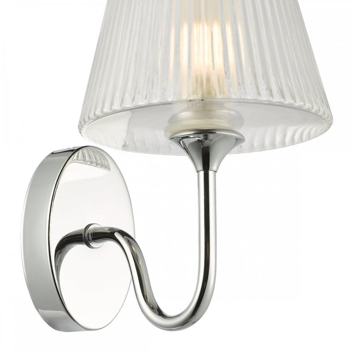 Dar RIM0750 Rimaz Bathroom Wall Light Polished Chrome and Ribbed Glass IP44