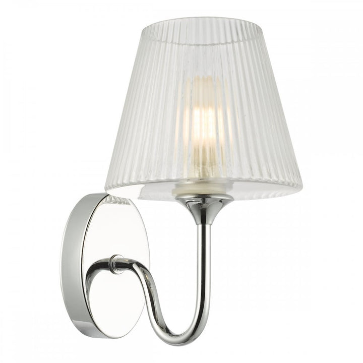 Dar RIM0750 Rimaz Bathroom Wall Light Polished Chrome and Ribbed Glass IP44