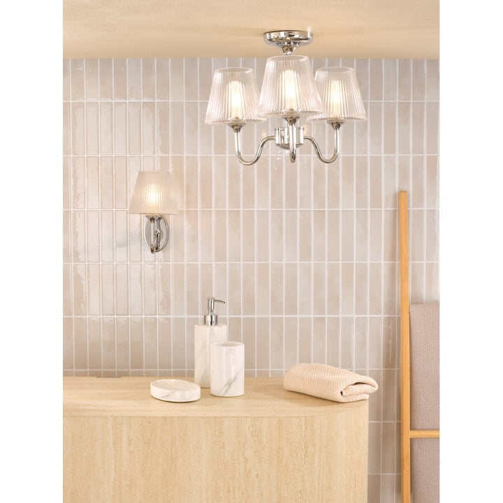 Dar RIM0750 Rimaz Bathroom Wall Light Polished Chrome and Ribbed Glass IP44