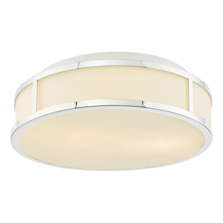 Dar ROY5050 Royce 2 Light Bathroom Flush Polished Chrome and Opal Glass IP44