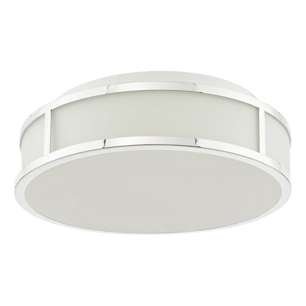 Dar ROY5050 Royce 2 Light Bathroom Flush Polished Chrome and Opal Glass IP44