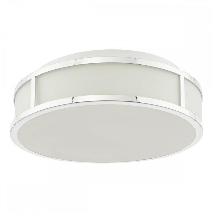 Dar ROY5050 Royce 2 Light Bathroom Flush Polished Chrome and Opal Glass IP44