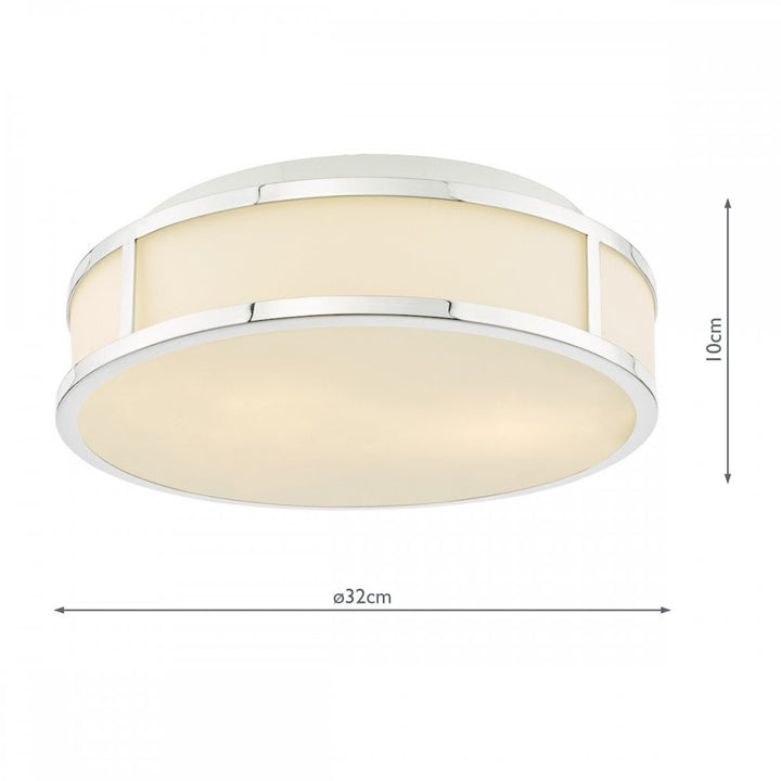 Dar ROY5050 Royce 2 Light Bathroom Flush Polished Chrome and Opal Glass IP44