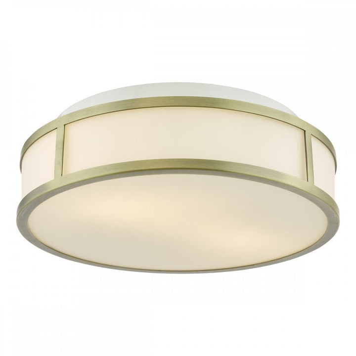 Dar ROY5075 Royce 2 Light Bathroom Flush Matt Antique Brass and Opal Glass IP44