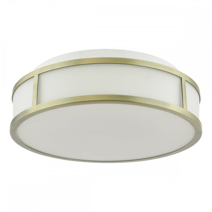 Dar ROY5075 Royce 2 Light Bathroom Flush Matt Antique Brass and Opal Glass IP44