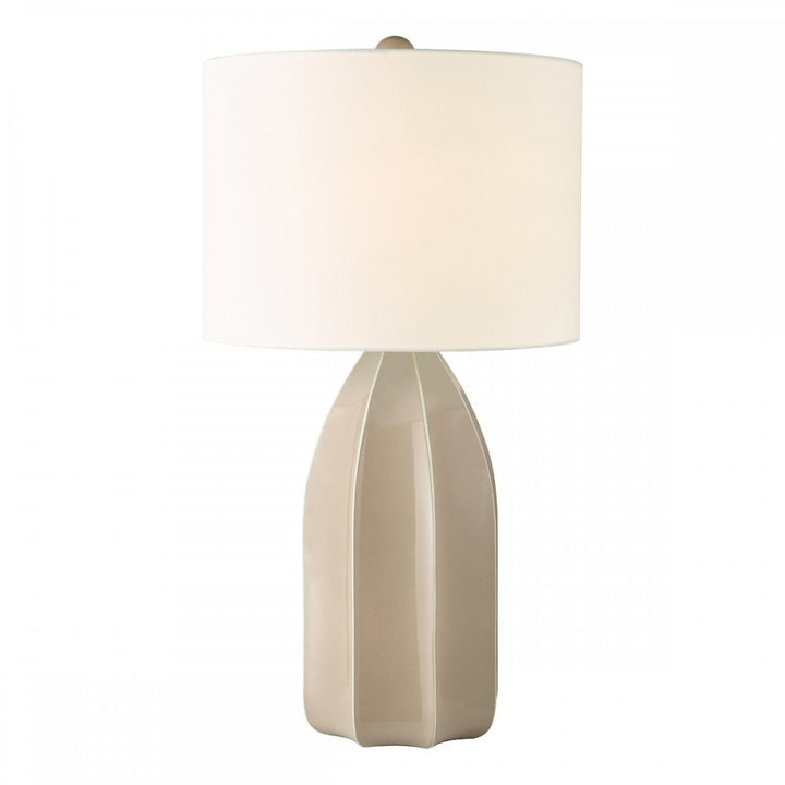 Dar SAU4229 Saundra Table Lamp Taupe and Matt Antique Brass With Shade