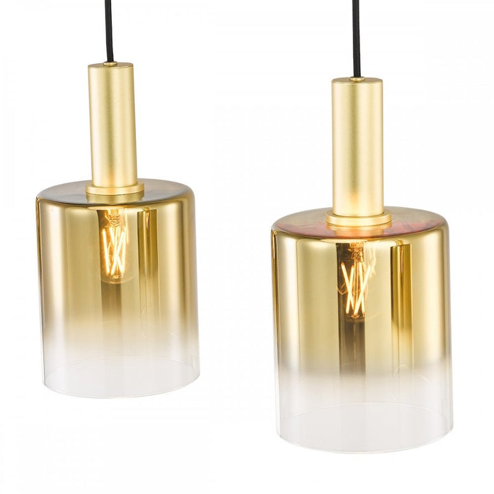 Dar SAV0435 Savannah 4 Light Bar Pendant Satin Gold and Gold Ombre Glass