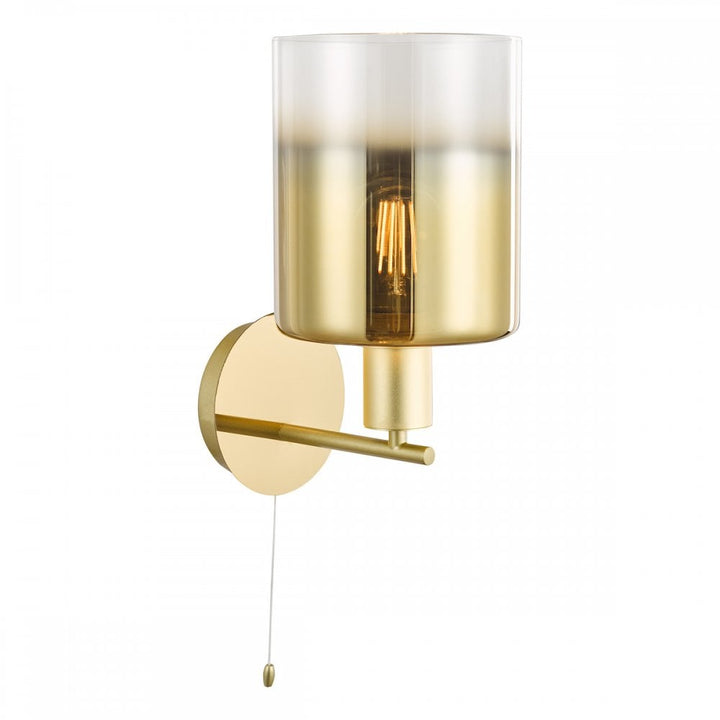 Dar SAV0735 Savannah Wall Light Satin Gold and Gold Ombre Glass