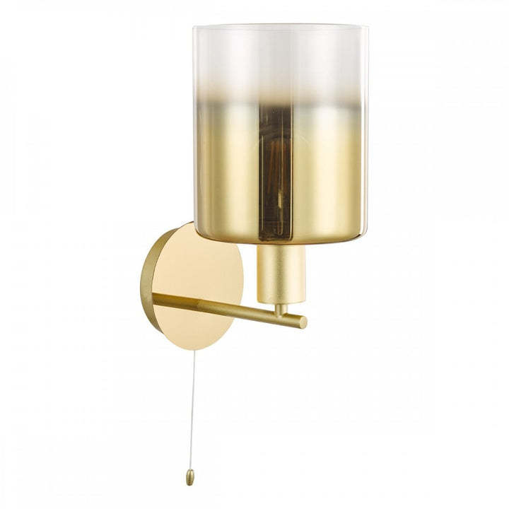 Dar SAV0735 Savannah Wall Light Satin Gold and Gold Ombre Glass