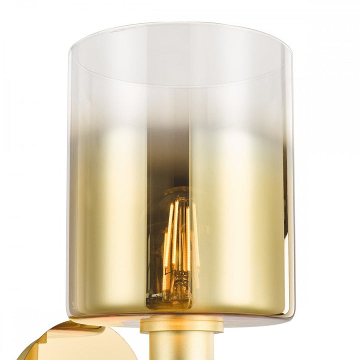 Dar SAV0735 Savannah Wall Light Satin Gold and Gold Ombre Glass