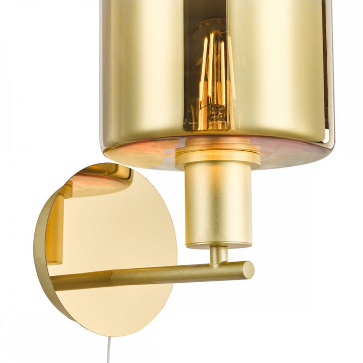 Dar SAV0735 Savannah Wall Light Satin Gold and Gold Ombre Glass