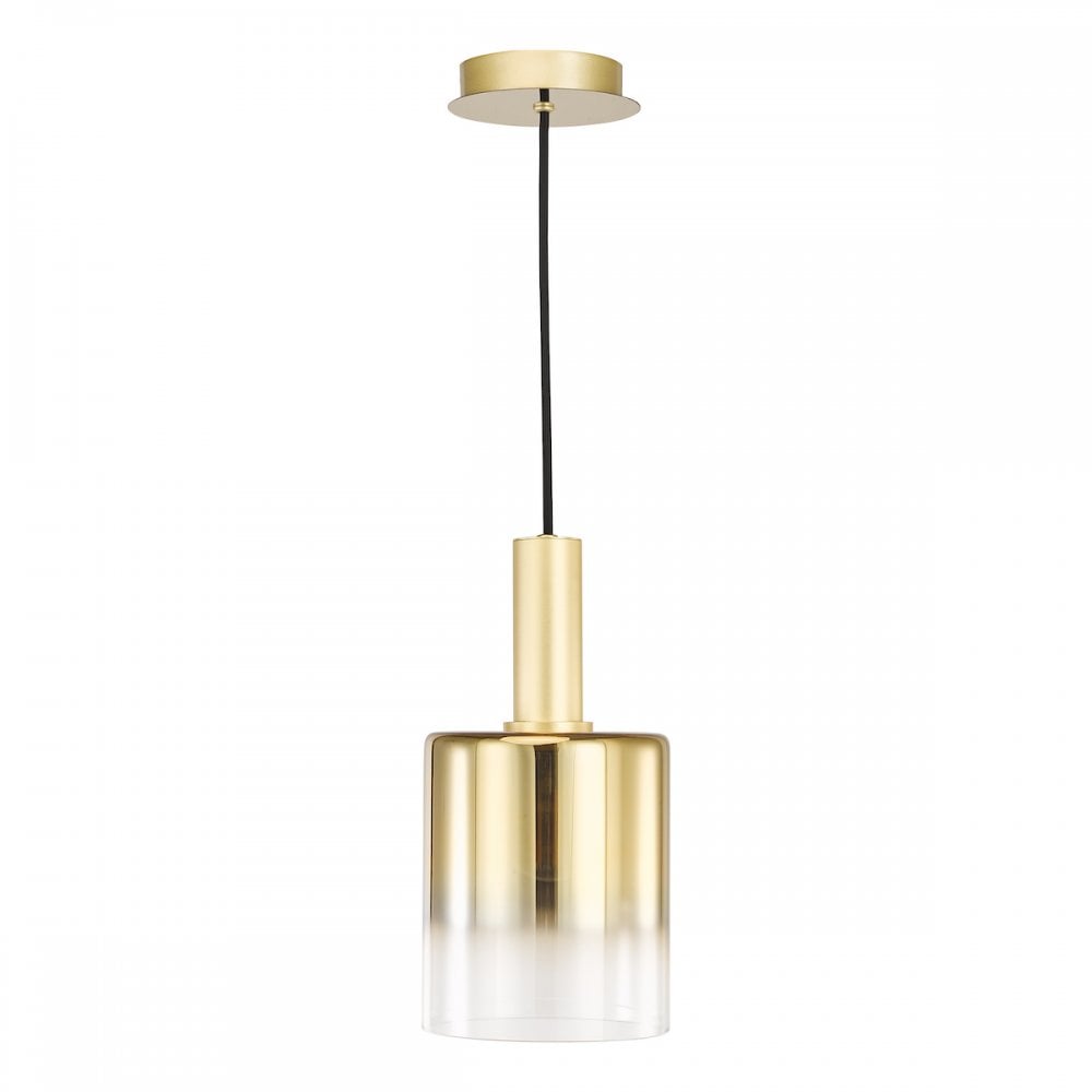 Dar SAV8635 Savannah Pendant Satin Gold and Gold Ombre Glass