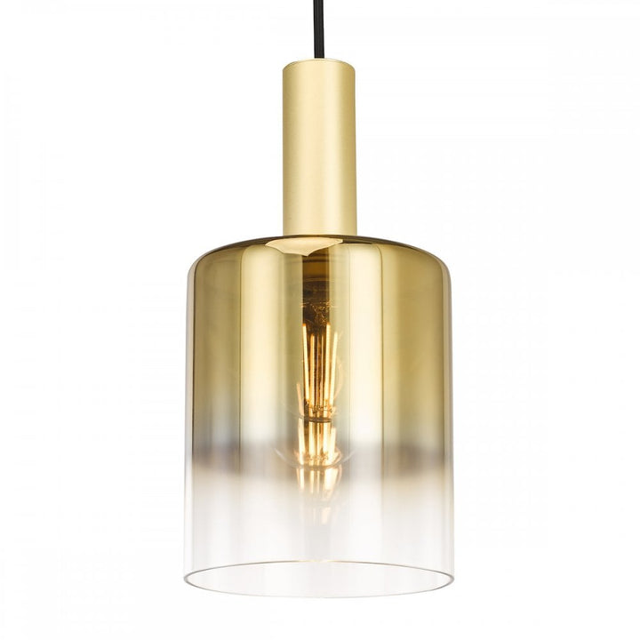 Dar SAV8635 Savannah Pendant Satin Gold and Gold Ombre Glass