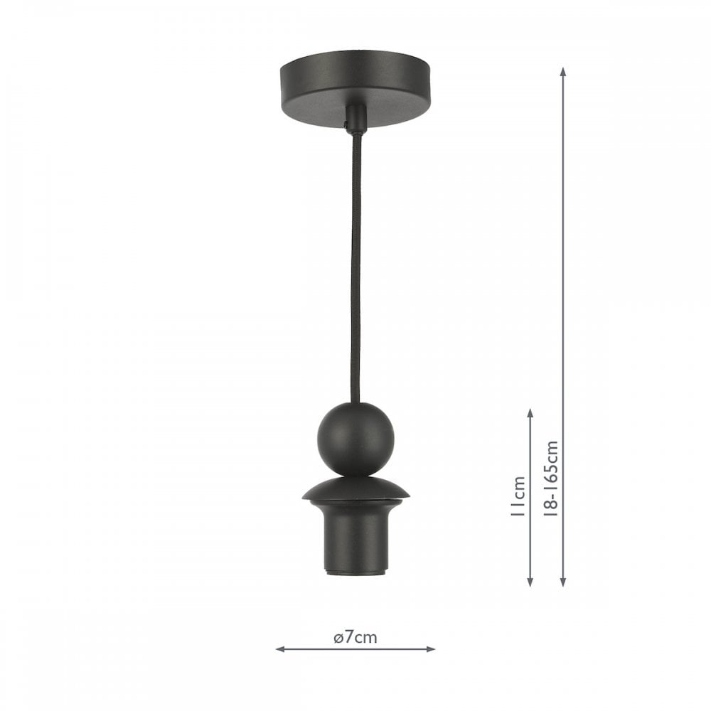 Dar SP73 1 Light Matt Black E27 Suspension
