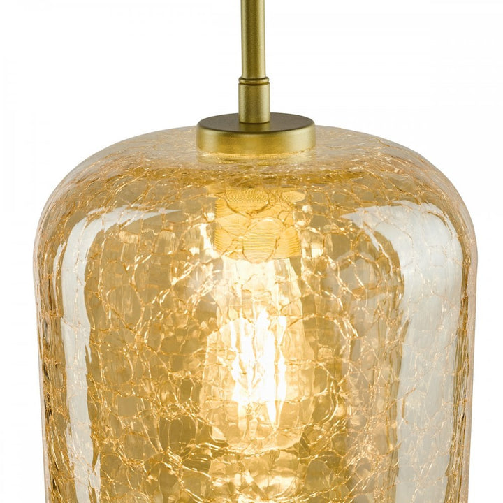 Dar TAV0106 Tavia Pendant Satin Gold and Amber Glass