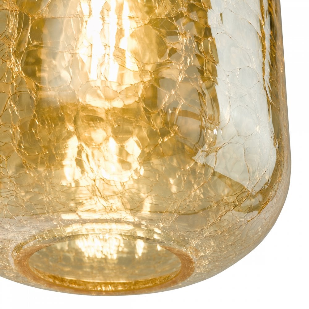 Dar TAV0106 Tavia Pendant Satin Gold and Amber Glass