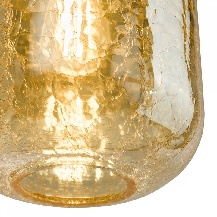 Dar TAV0106 Tavia Pendant Satin Gold and Amber Glass