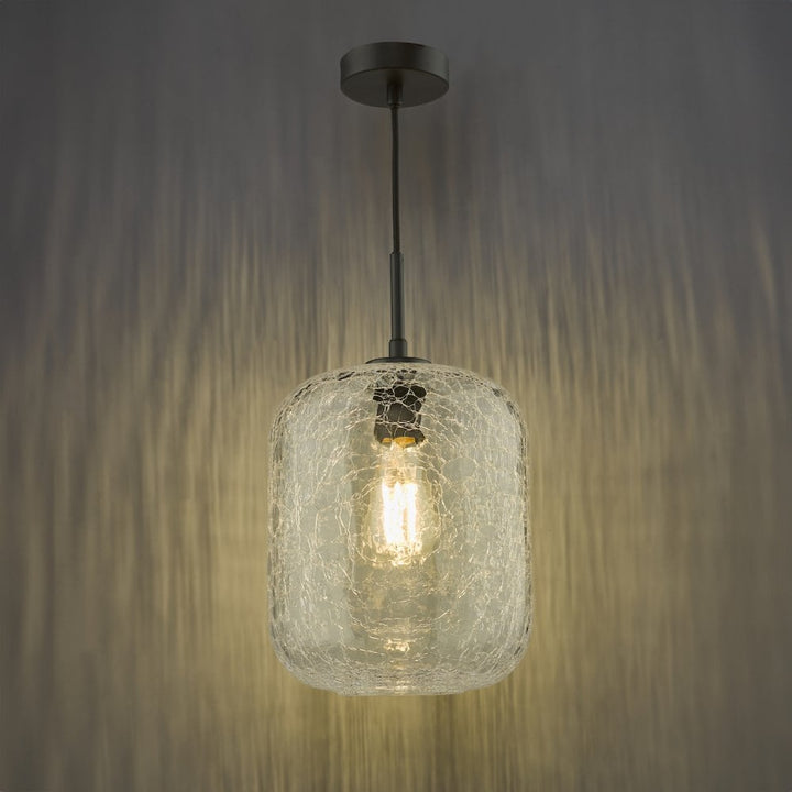 Dar TAV0108 Tavia Pendant Matt Black and Glass