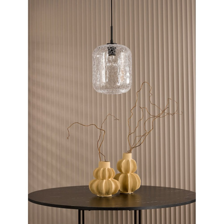 Dar TAV0108 Tavia Pendant Matt Black and Glass