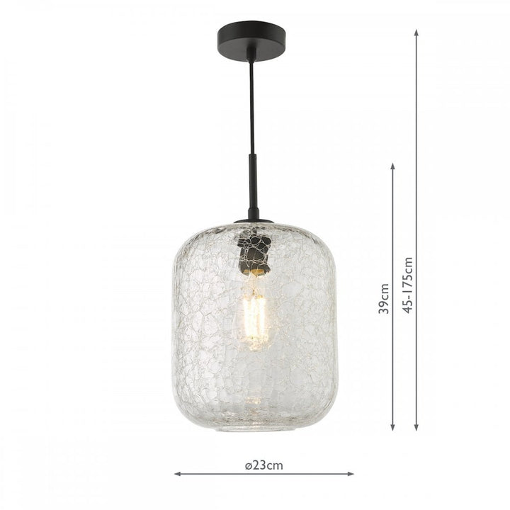 Dar TAV0108 Tavia Pendant Matt Black and Glass