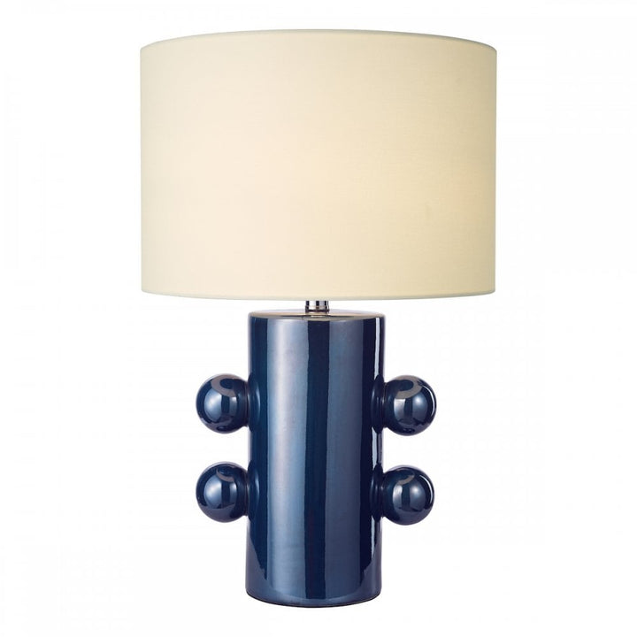 Dar TIS4223 Tisha Table Lamp Blue and Polished Chrome With Shade