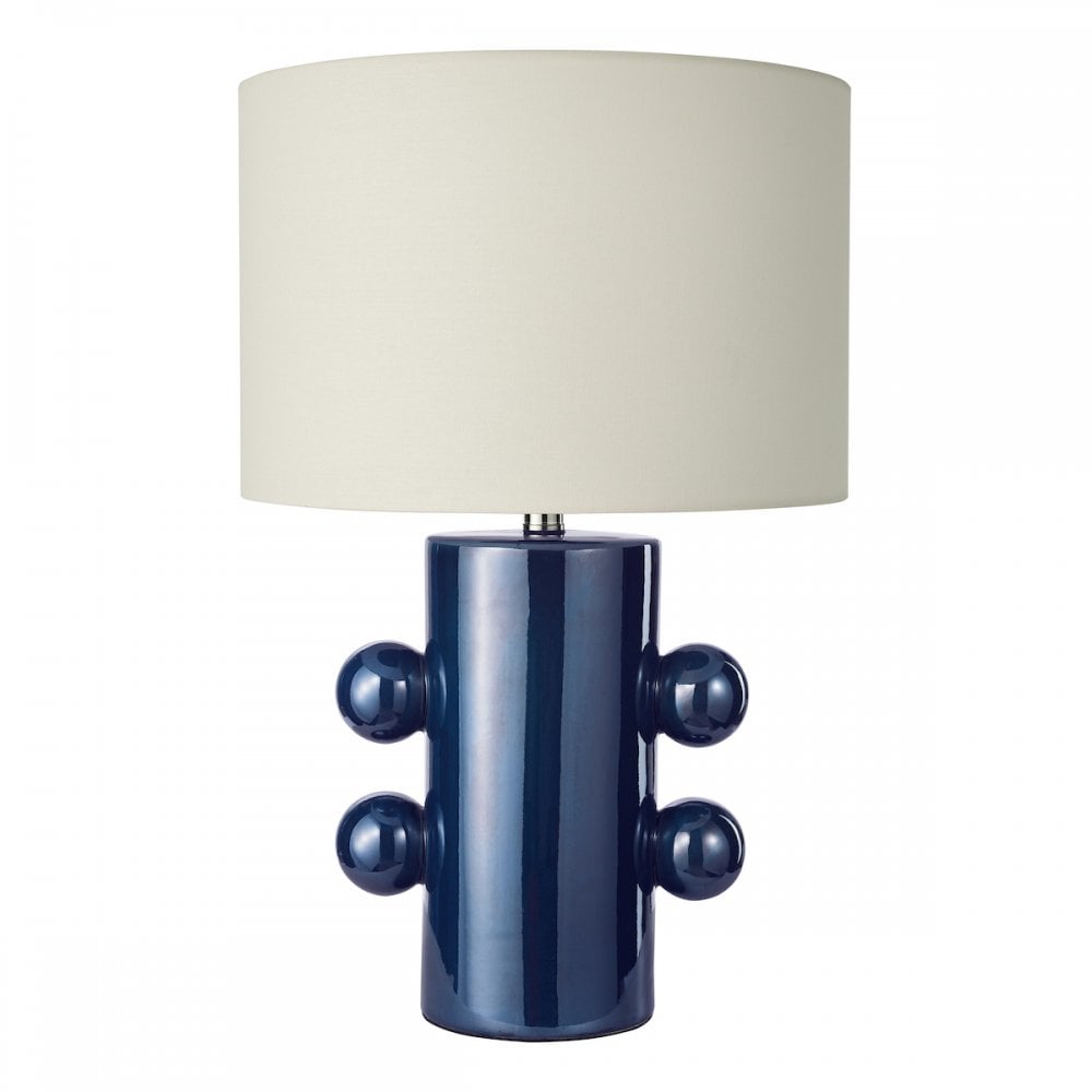 Dar TIS4223 Tisha Table Lamp Blue and Polished Chrome With Shade