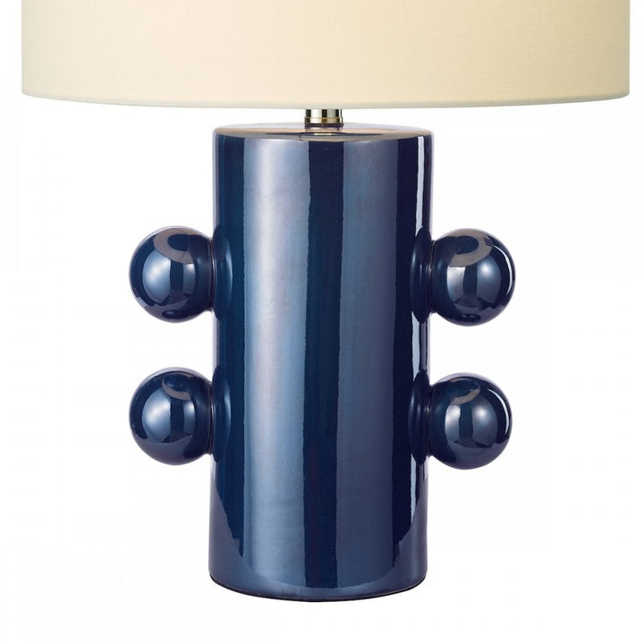 Dar TIS4223 Tisha Table Lamp Blue and Polished Chrome With Shade