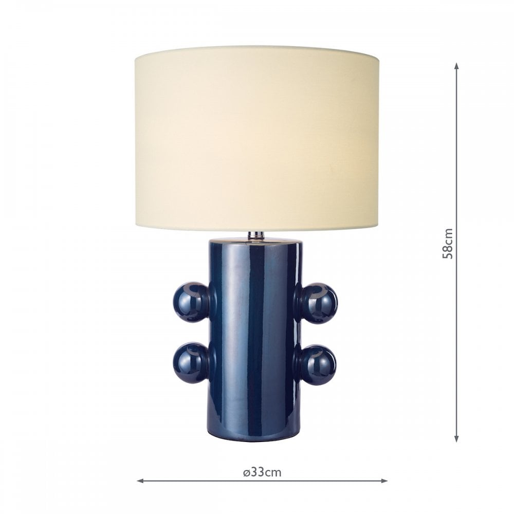 Dar TIS4223 Tisha Table Lamp Blue and Polished Chrome With Shade
