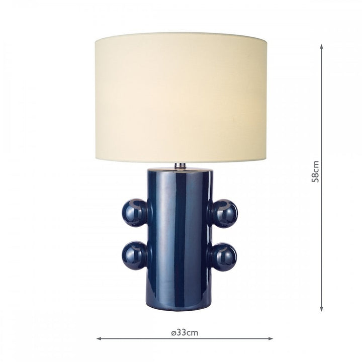 Dar TIS4223 Tisha Table Lamp Blue and Polished Chrome With Shade