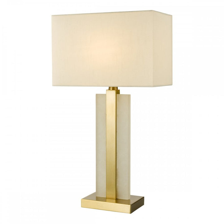 Dar TOK4234 Tokori Table Lamp Alabaster and Brushed Gold With Shade