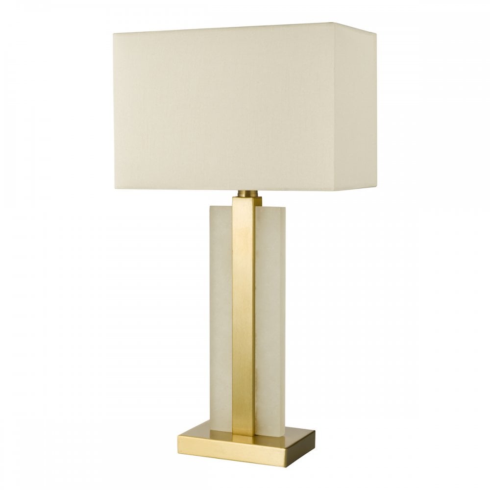 Dar TOK4234 Tokori Table Lamp Alabaster and Brushed Gold With Shade