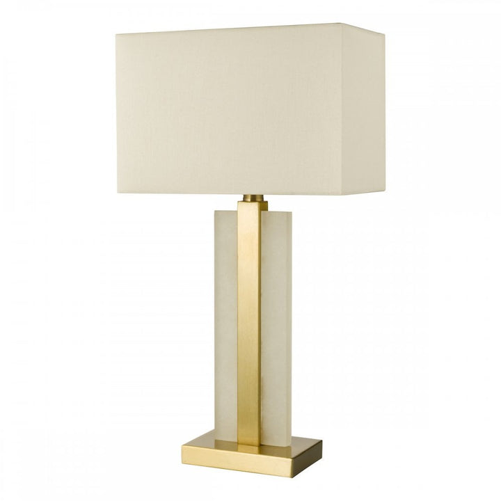 Dar TOK4234 Tokori Table Lamp Alabaster and Brushed Gold With Shade