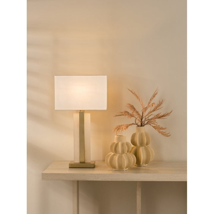 Dar TOK4234 Tokori Table Lamp Alabaster and Brushed Gold With Shade