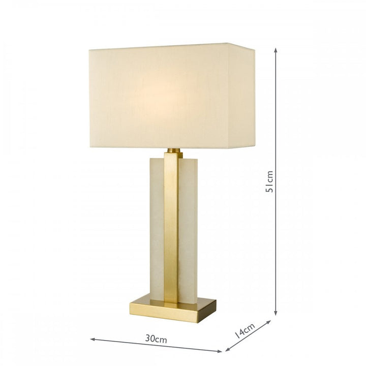 Dar TOK4234 Tokori Table Lamp Alabaster and Brushed Gold With Shade